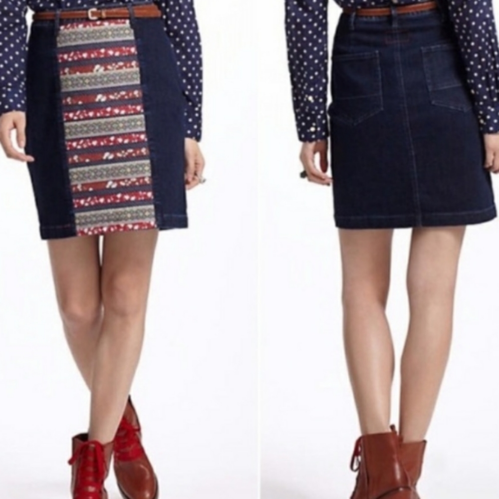 Anthropologie Holding Horses Denim Skirt